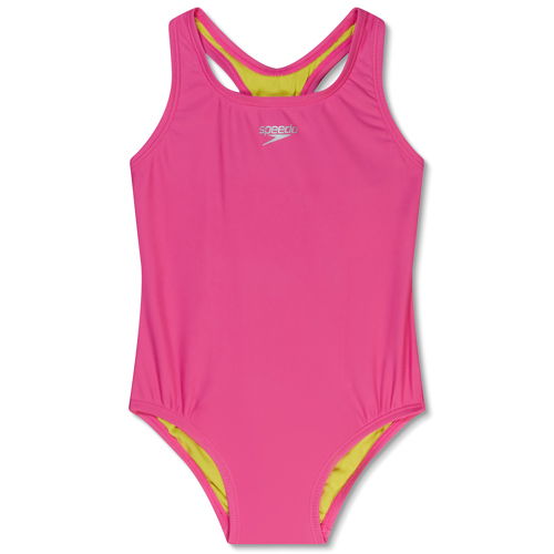 Speedo Solid Racerback One Piece for Girls 8 Flare Pink